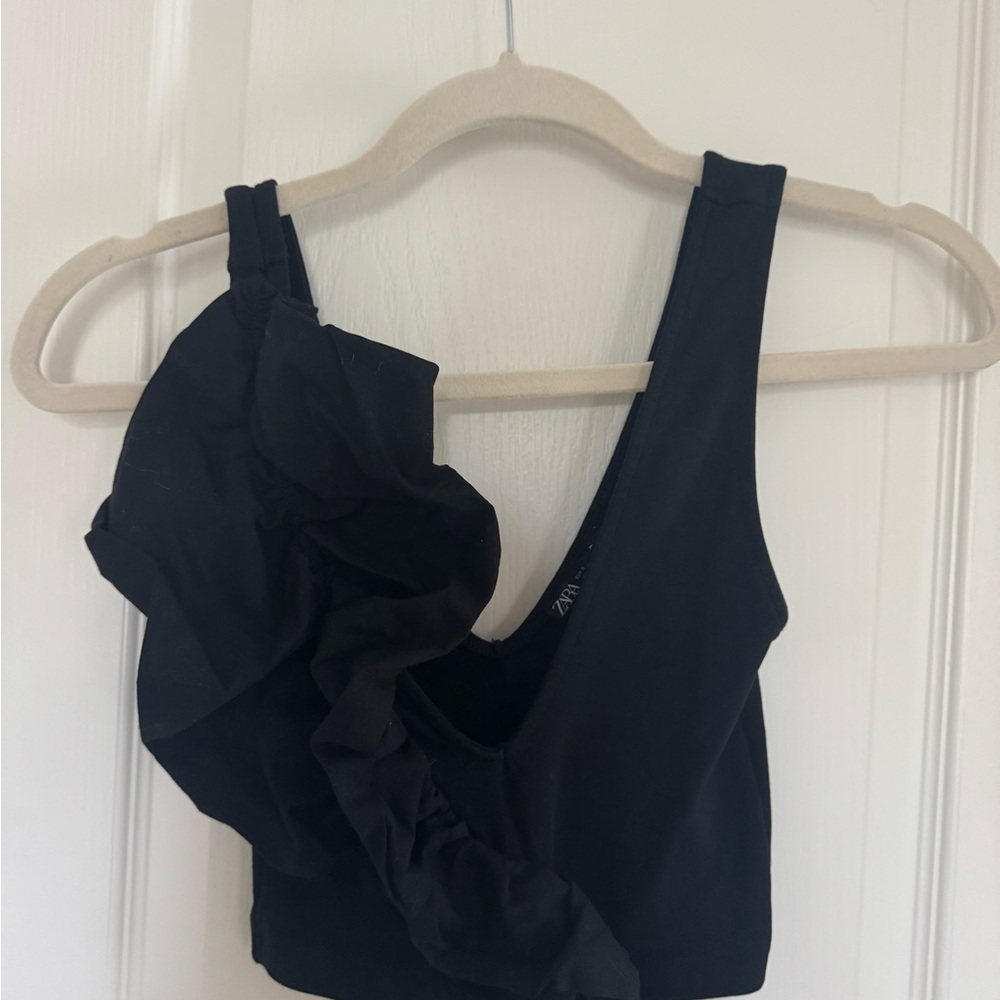 Zara Black Ruffled Women's Top